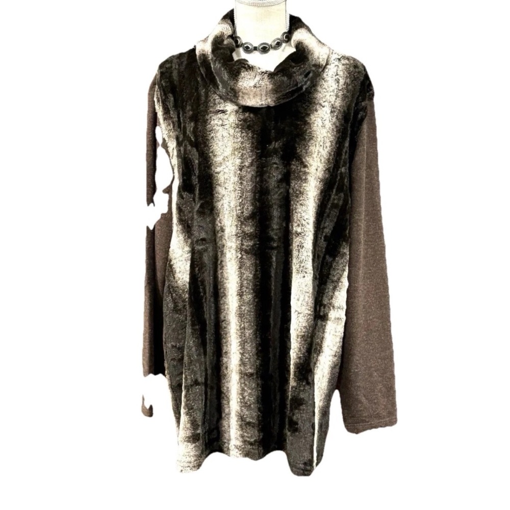 VTG SERENGETI FAUX CHINCHILLA MINK FUR TOP 2X TURTLENECK MOB WIFE MAXIMALIST NEW